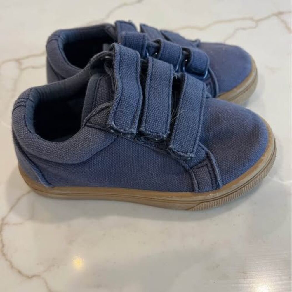 FabKids Toddler Shoes Size 5 Navy Blue Canvas Sneakers Triple Velcro Straps - Picture 1 of 3